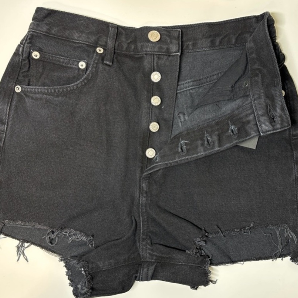 Agolde | High Rise Denim Shorts In Black | Dee Super High Rise Shorts | Sz 26 - Picture 3 of 10